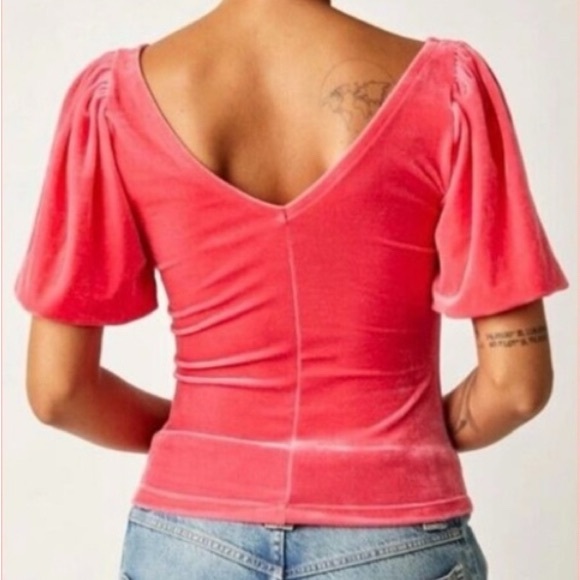 Free People Red Ruched Blouse - Picture 2 of 6